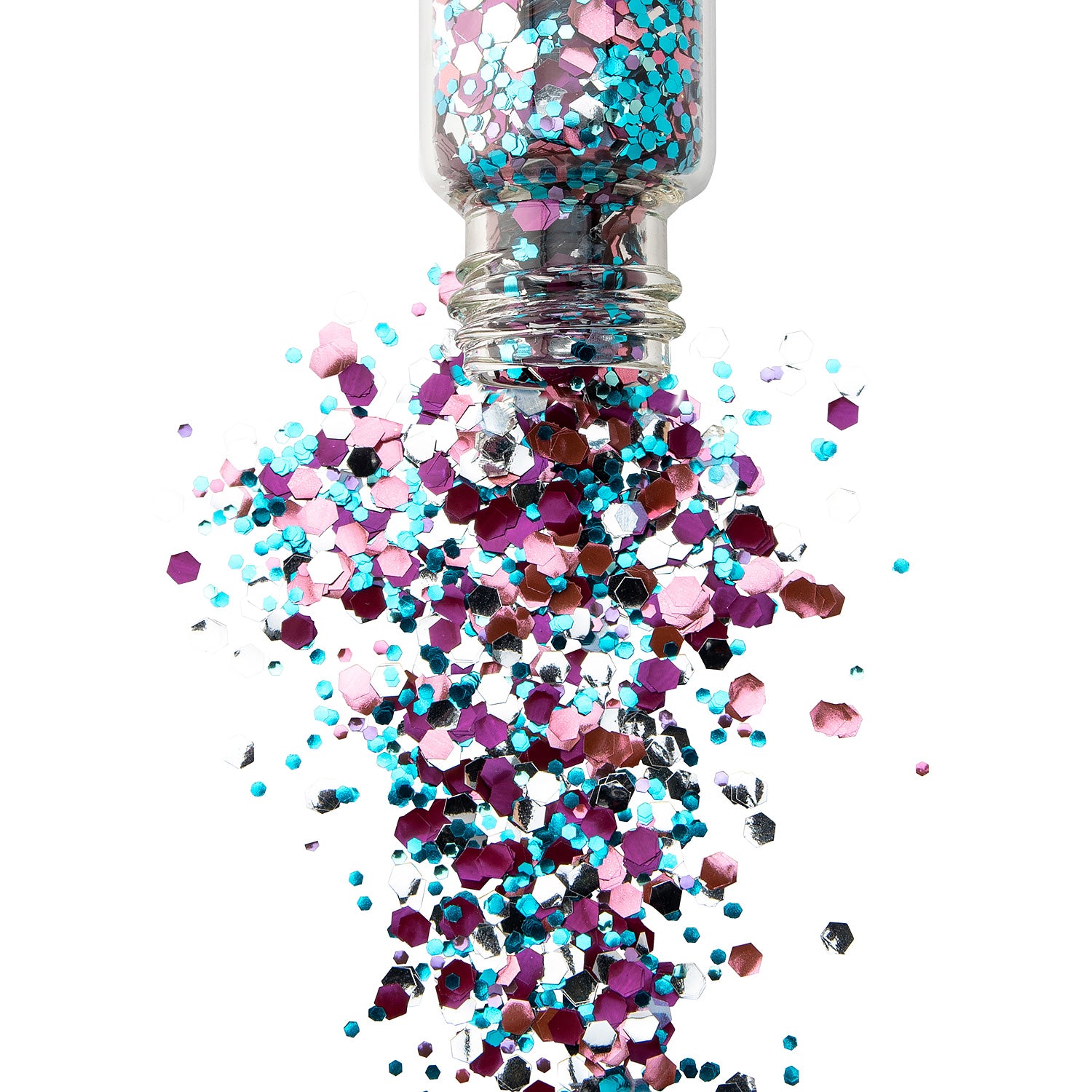 Forest Berry bio glitter spilling out of glass jar